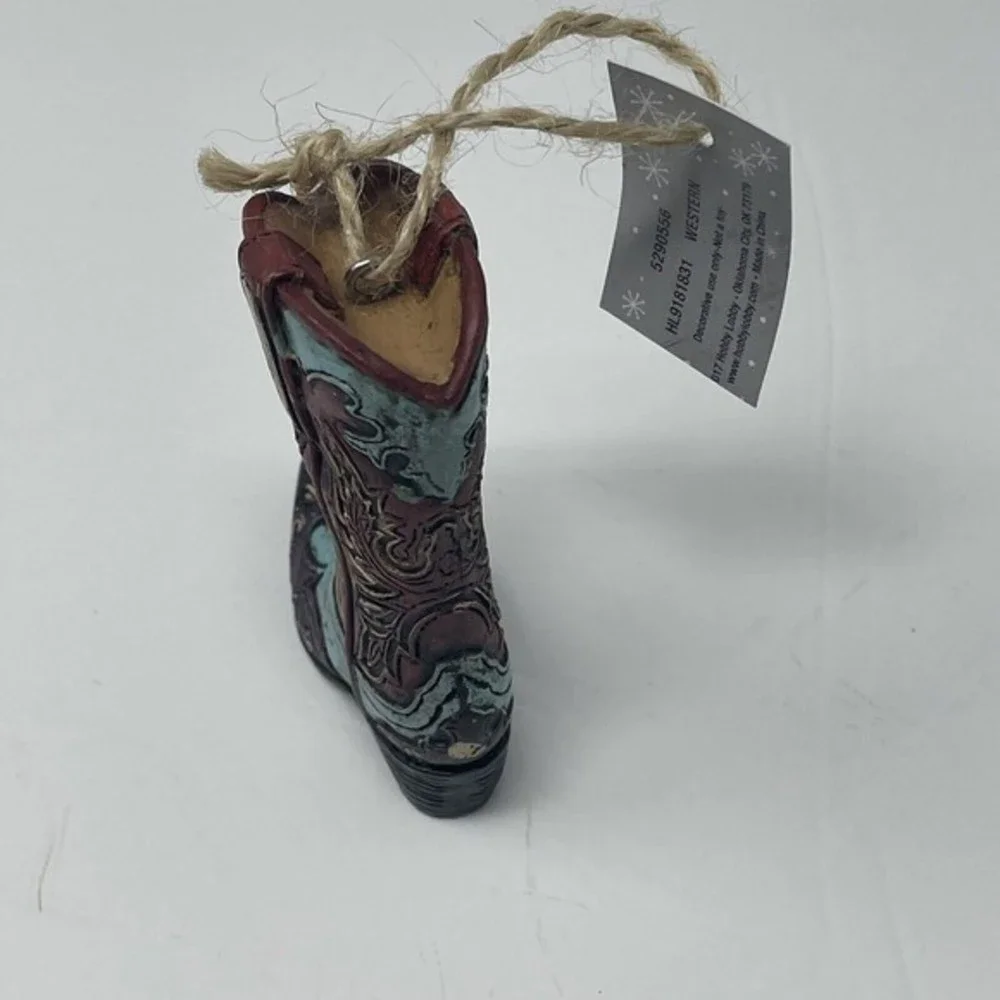 New Blue Cowboy Boot CHRISTMAS  ORNAMENT 3” Western Country Ranch  Cowgirl‎
